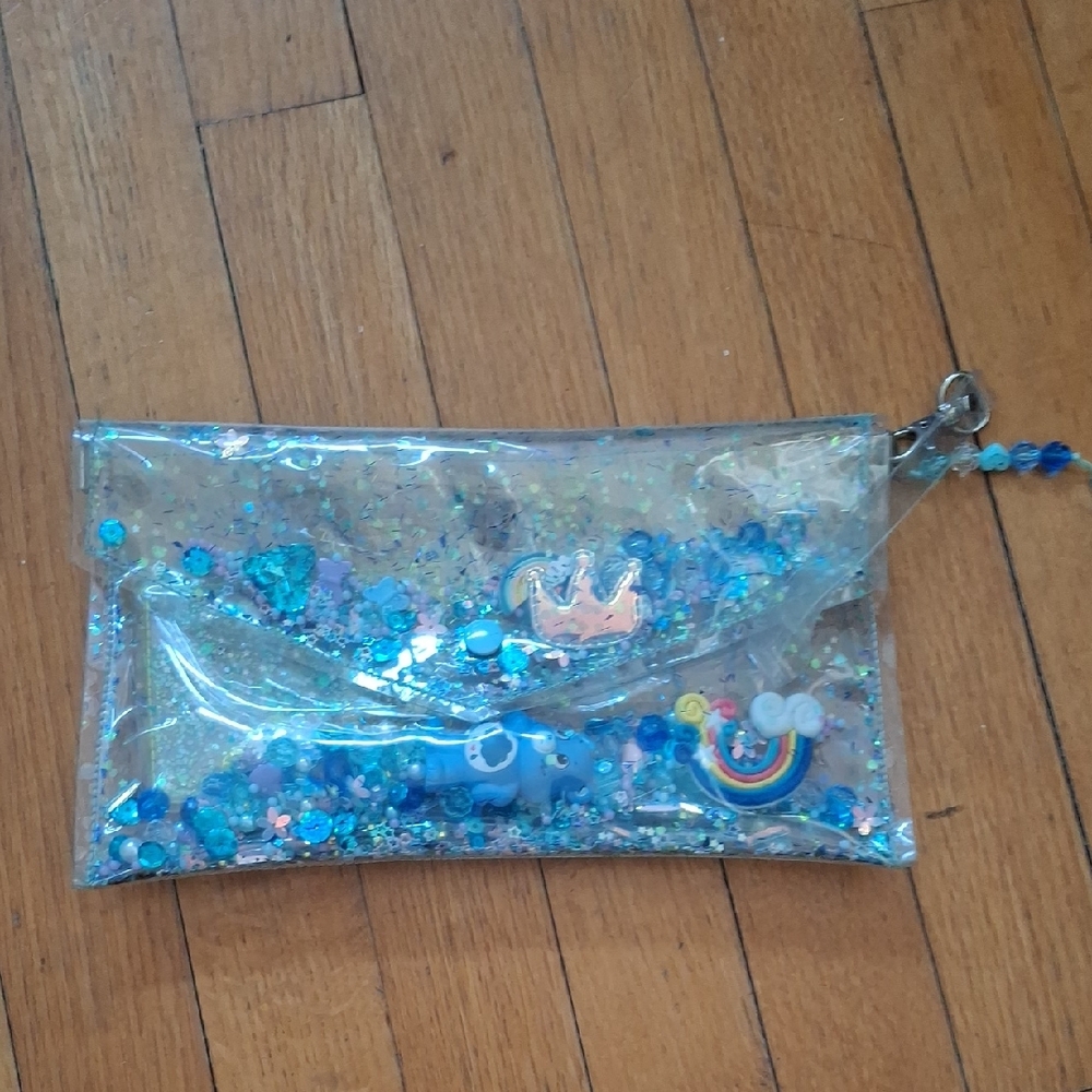 Clear Glitter Envelope Clutch
